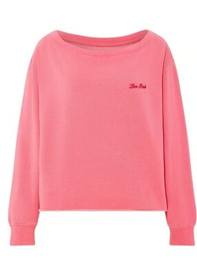PINK Victoria's Secret Campus Fleece Rib Off The Shoulder Sweatshirt